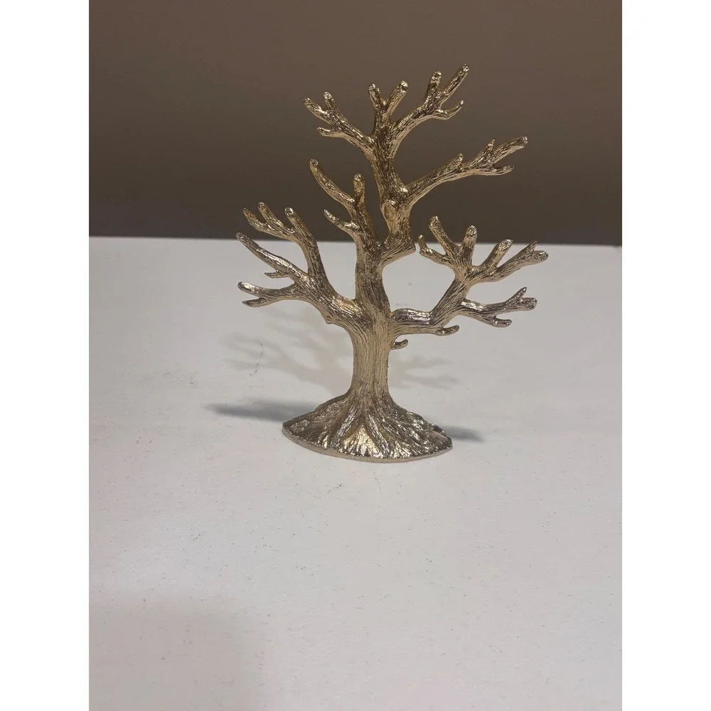 Gold Metal Jewelry Tree Stand Textured Branch Display Organizer 7 Inch